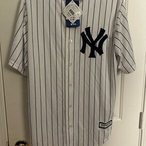 Majestic White and Black Pinstripe Men's Jersey